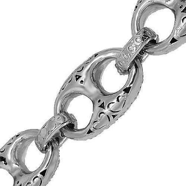 14K White Gold Mens Custom Diamond Chain 76.65 Ctw